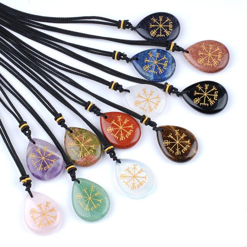 Jewelry Gemstone muince, Teardrop, soinneáin gainimh & ábhair éagsúla do rogha & unisex, 25x7.50x33mm, Díolta Per Thart 32 cm Snáithe