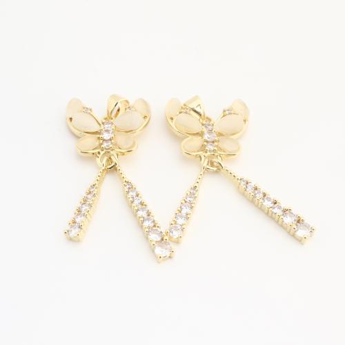 Crystal Přívěsky, Mosaz, s Krystal, Motýl, barva pozlacený, DIY & s drahokamu, 45x20x6mm, 20PC/Bag, Prodáno By Bag