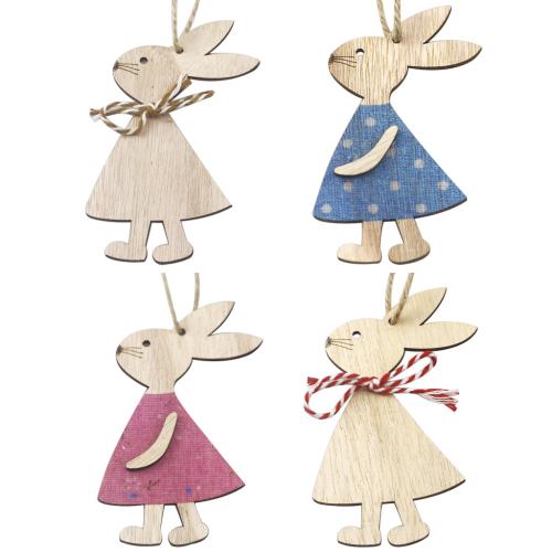 Boxwood Hanging Ornaments with Linen Rabbit DIY Sold By Set