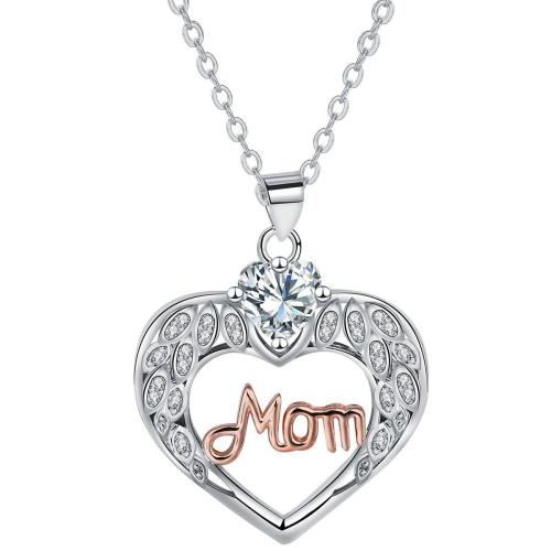 Kuutiometriä Zirkonia mikro tasoittaa Brass kaulakorun, Messinki, kanssa 5cm extender ketju, Sydän, päällystetty, ovaalin ketjun & Micro Pave kuutiometriä zirkonia & naiselle, nousi kullan väri, 22x21mm, Myyty Per N. 45 cm Strand