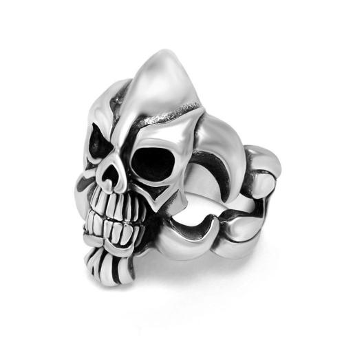 Titanium Steel Finger Ring Skull polished & for man US Ring Sold By PC