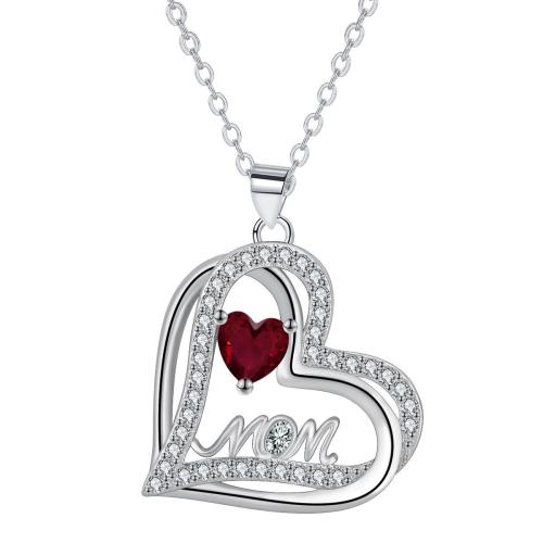 Cubic Zircon Micro bane messing halskæde, med 5cm extender kæde, Heart, platin farve forgyldt, oval kæde & Micro Pave cubic zirconia & for kvinde, 24x24mm, Solgt Per Ca. 45 cm Strand