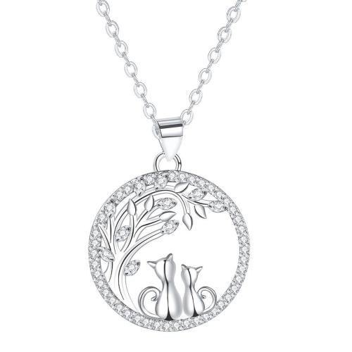 Cubic Zircon Micro Pave Brass Necklace with 5cm extender chain silver color plated oval chain & micro pave cubic zirconia & for woman Sold Per Approx 45 cm Strand