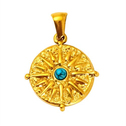 Stainless Steel korut Riipukset, 304 Stainless Steel, kanssa turkoosi, kullan väri kullattu, tee-se-itse & eri tyylejä valinta & tekojalokivi, Myymät PC