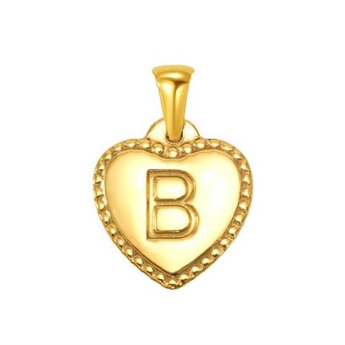 Ruostumaton teräs Riipukset kirje, 304 Stainless Steel, Sydän, kullan väri kullattu, tee-se-itse & Erilaisia malleja valinta, Myymät PC