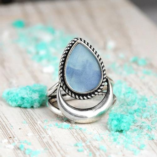 Brass Finger Ring Moon antique silver color plated & for woman US Ring Sold By PC