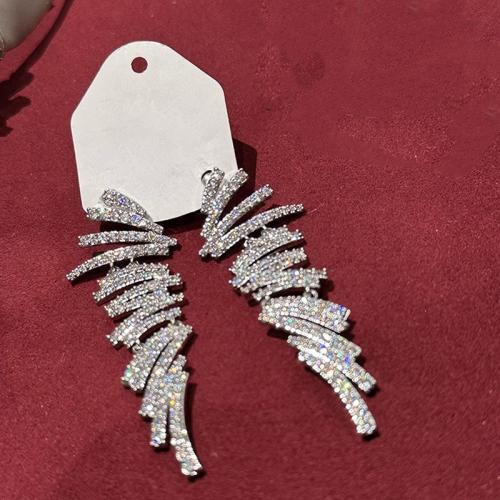 Messing Drop Earring, geplatineerd, micro pave zirconia & voor vrouw, Gat:Ca 5mm, Verkocht door pair