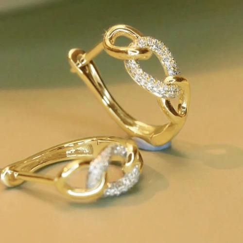 Messing Hendel weer Earring, Geometrisch Patroon, plated, micro pave zirconia & voor vrouw, meer kleuren voor de keuze, Gat:Ca 0.8mm, Verkocht door pair