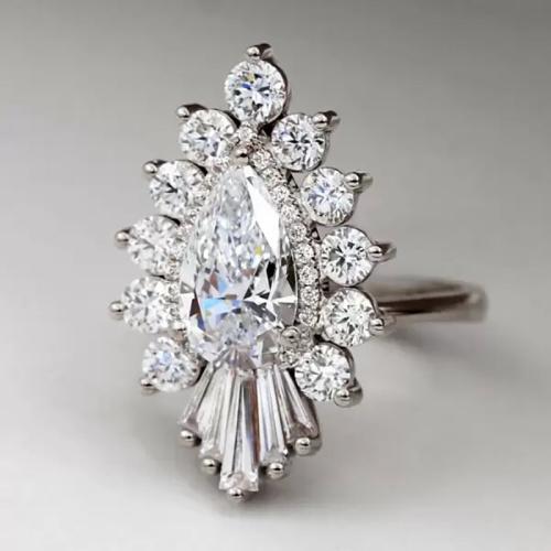 Brass Finger Ring plated & micro pave cubic zirconia & for woman Approx 0.8mm US Ring Sold By PC