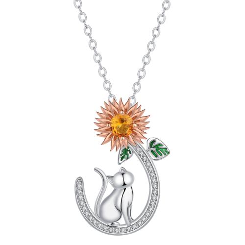 Kubický zirkon Micro vydláždit mosaz náhrdelník, s 5cm extender řetězce, oválný řetězu & micro vydláždit kubické zirkony & pro ženy, 23x32mm, Prodáno za Cca 45 cm Strand