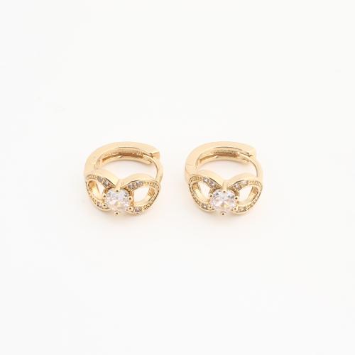 Brass Huggie Hoop Earring with Crystal gold color plated fashion jewelry & for woman Sold By Bag