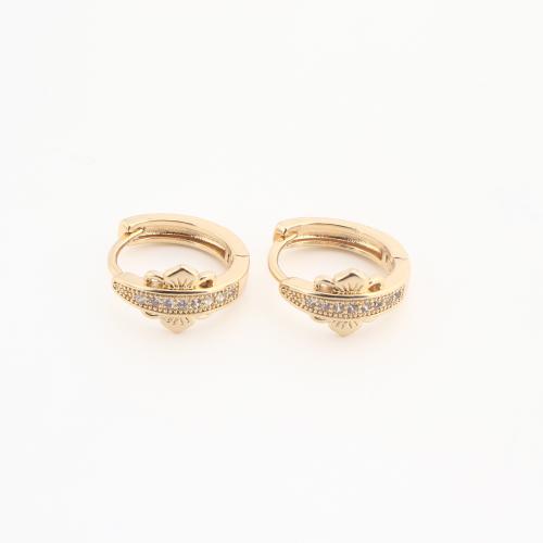 Brass Huggie Hoop Earring gold color plated fashion jewelry & for woman & with rhinestone Sold By Bag
