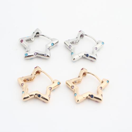 Brass Lever Back Earring Star plated fashion jewelry & for woman & with rhinestone Sold By Bag