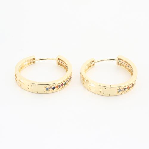 metal Anilla Aro Pendiente, chapado en color dorado, Joyería & para mujer & con diamantes de imitación, 20PCs/Bolsa, Vendido por Bolsa