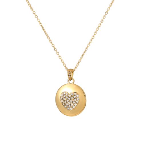 304 الفولاذ المقاوم للصدأ قلادة, لون الذهب مطلي, أنماط مختلفة للاختيار & للمرأة & مع حجر الراين, طول تقريبا 16 بوصة, تباع بواسطة PC