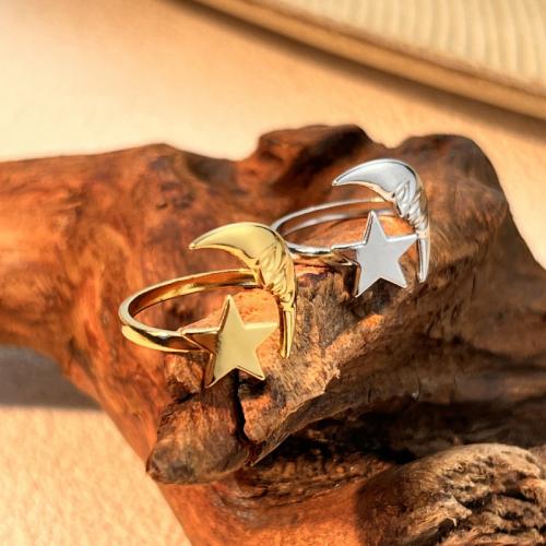304 Stainless Steel Cuff Finger Ring Moon and Star plated fashion jewelry & for woman Sold By PC