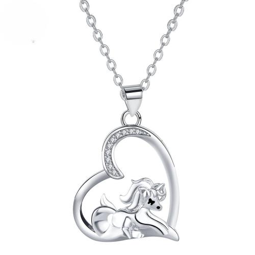 Zircônio cúbico Micro Pave colar de bronze, cobre, with 5cm extender chain, Coração, cromado de cor prateada, cadeia oval & micro pavimento em zircônia cúbica & para mulher, 22.20x22.90mm, vendido para Aprox 45 cm Strand