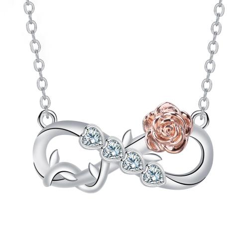 Cubic Zircon Micro Pave Brass Necklace with 5cm extender chain Infinity plated oval chain & micro pave cubic zirconia & for woman Sold Per Approx 45 cm Strand