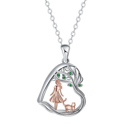 Cubic Zircon Micro Pave Brass Necklace with 5cm extender chain Heart plated oval chain & micro pave cubic zirconia & for woman Sold Per Approx 45 cm Strand