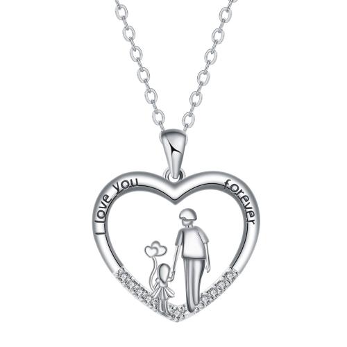 Μικρο κυβικά Ζιργκόν ανοίξει κολιέ ορείχαλκο, Ορείχαλκος, με αλυσίδα από ανοξείδωτο ατσάλι, με 5cm επεκτατικού αλυσίδας, Καρδιά, χρώμα επάργυρα, οβάλ αλυσίδα & μικρο ανοίξει κυβικά ζιρκονία & για τη γυναίκα & σμάλτο, μαύρος, 23x21mm, Sold Per Περίπου 45 cm Strand