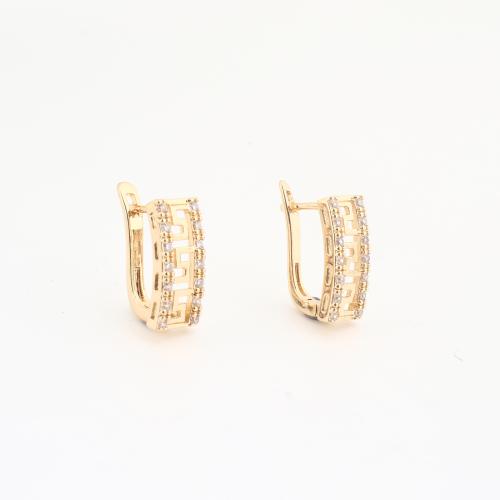 Messing Håndtaget tilbage Earring, guldfarve belagt, for kvinde & med rhinestone, 20pc'er/Bag, Solgt af Bag