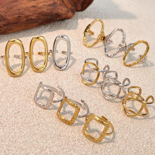 304 rostfritt stål Cuff finger ring, plated, olika stilar för val & för kvinna, Storlek:6.5-8, Säljs av PC