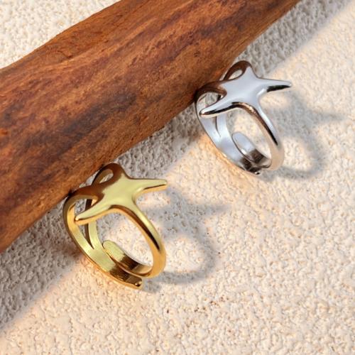 304 Stainless Steel Cuff Finger Ring Star plated fashion jewelry & for woman Sold By PC