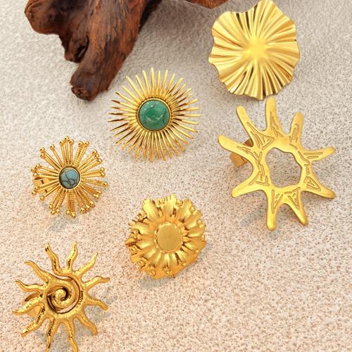 304 Cruach dhosmálta Chufa Ring Finger, le Gemstone Syntéiseach, dath an óir plated, jewelry faisin & stíleanna éagsúla do rogha & do bhean, Díolta De réir Péire