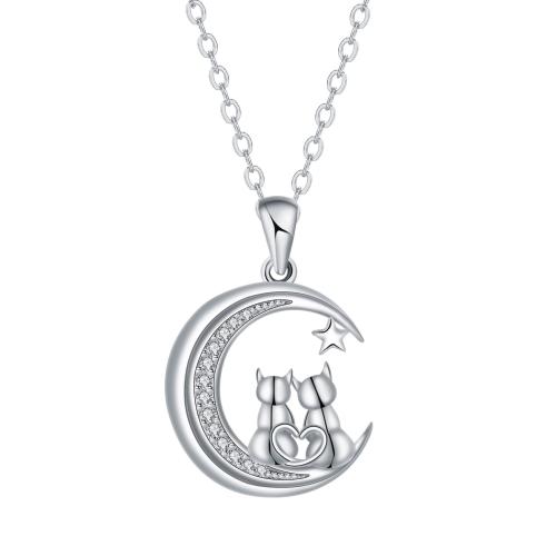 Ciúbach Siorcón Micrimhilseogra réiteodh Necklace Prás, le 5cm slabhra extender, dath airgid plated, slabhra Oval & micrea réiteach zirconia ciúbach & do bhean, 20.60x21.20mm, Díolta Per Thart 45 cm Snáithe