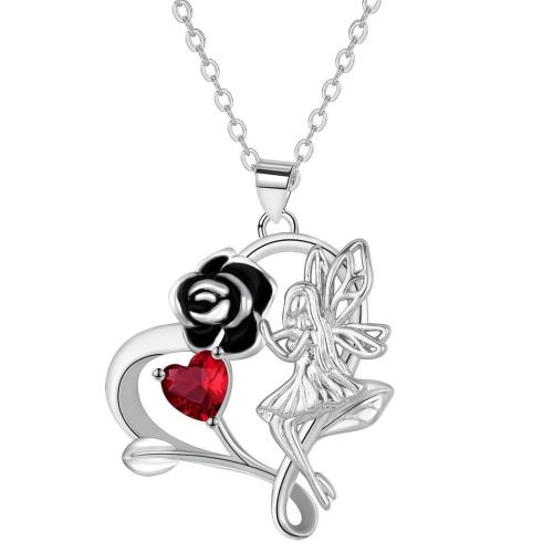 Ciúbach Siorcón Micrimhilseogra réiteodh Necklace Prás, dath platanam plátáilte, slabhra Oval & micrea réiteach zirconia ciúbach & do bhean, 22x21mm, Díolta Per Thart 45 cm Snáithe