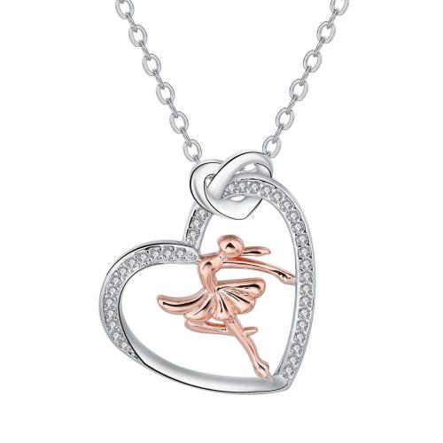 Ciúbach Siorcón Micrimhilseogra réiteodh Necklace Prás, Croí, plátáilte, slabhra Oval & micrea réiteach zirconia ciúbach & do bhean, 22x21mm, Díolta Per Thart 45 cm Snáithe