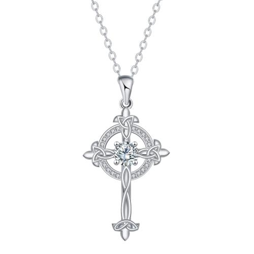 Ciúbach Siorcón Micrimhilseogra réiteodh Necklace Prás, dath airgid plated, slabhra Oval & micrea réiteach zirconia ciúbach & do bhean, 17.70x28mm, Díolta Per Thart 45 cm Snáithe