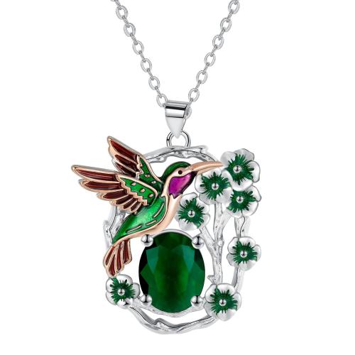 Ciúbach Siorcón Micrimhilseogra réiteodh Necklace Prás, dath platanam plátáilte, slabhra Oval & micrea réiteach zirconia ciúbach & do bhean & cruan, 31.90x29mm, Díolta Per Thart 45 cm Snáithe