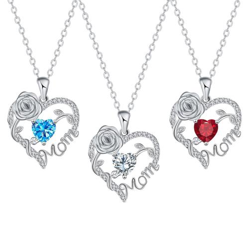 Ciúbach Siorcón Micrimhilseogra réiteodh Necklace Prás, Croí, dath airgid plated, slabhra Oval & micrea réiteach zirconia ciúbach & do bhean, dathanna níos mó le haghaidh rogha, 22.20x23mm, Díolta Per Thart 45 cm Snáithe