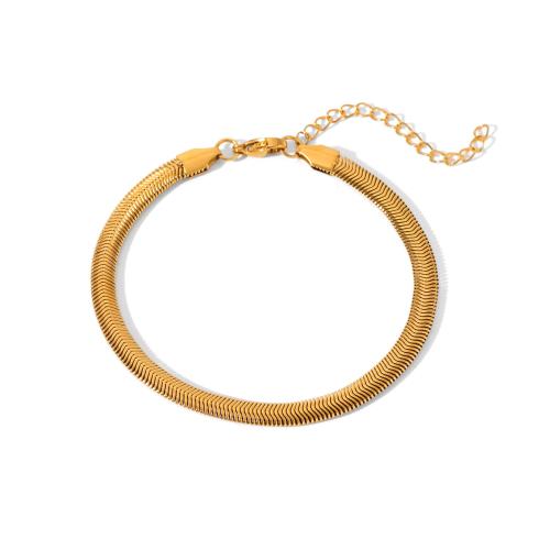 304 Stainless Steel Bracelet with 5cm extender chain gold color plated snake chain & for woman Length Approx 19 cm Sold By PC