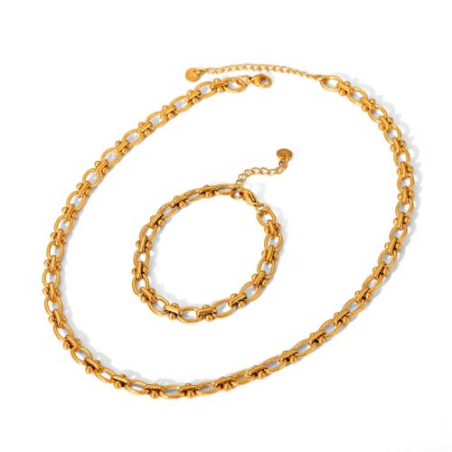 304 Stainless Steel Bracelet and Necklace gold color plated & for woman Sold By PC