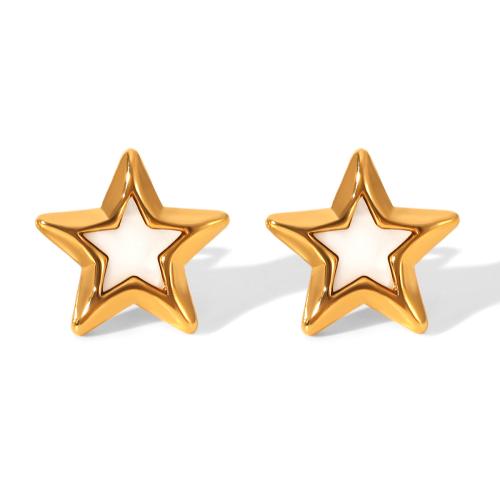 304 Stainless Steel Stud Earring Star plated for woman & enamel Sold By Pair