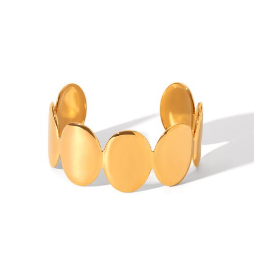 304 Stainless Steel Cuff Bangle gold color plated & for woman Sold By PC