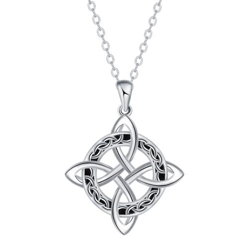 Collana in ottone di stesa Micro zircone cubico, with catena in acciaio inox, placcato color argento, catena ovale & Micro spianare cubic zirconia & per la donna & smalto, 23.80x23.80mm, Venduto per Appross. 45 cm filo