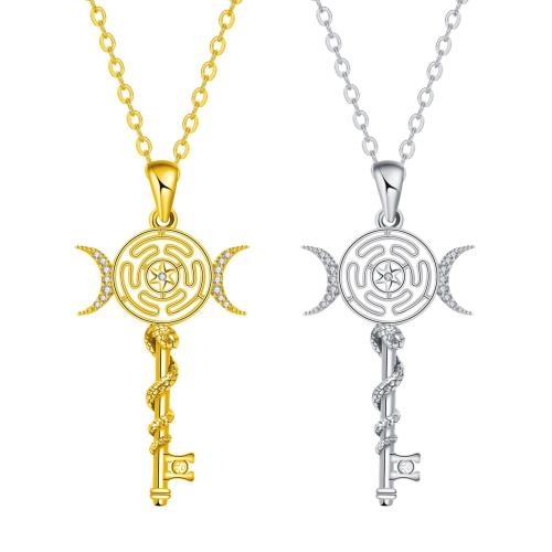 Cubic Zircon Micro Pave Brass Necklace with stainless steel chain Cross plated oval chain & micro pave cubic zirconia & for woman Sold Per Approx 45 cm Strand