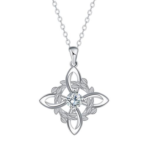 Ciúbach Siorcón Micrimhilseogra réiteodh Necklace Prás, le slabhra de chruach dhosmálta, dath platanam plátáilte, slabhra Oval & micrea réiteach zirconia ciúbach & do bhean, 27.40x27.40mm, Díolta Per Thart 45 cm Snáithe