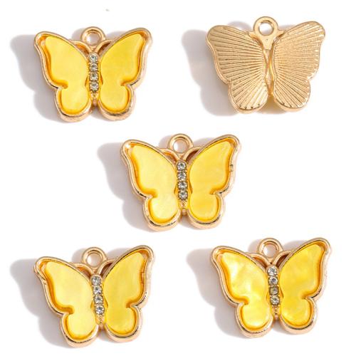 Akryl Vedhæng, Zinc Alloy, med Akryl, Butterfly, guldfarve belagt, du kan DIY & med rhinestone, flere farver til valg, 18x15mm, Hole:Ca. 2mm, Solgt af PC