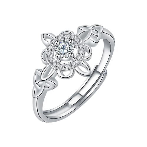 Kubieke Circonia Micro Pave Brass Ring, Messing, silver plated, verstelbaar & micro pave zirconia & voor vrouw, Verkocht door PC
