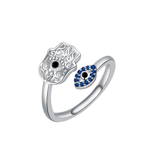 Kubieke Circonia Micro Pave Brass Ring, Messing, silver plated, verstelbaar & micro pave zirconia & voor vrouw, Verkocht door PC