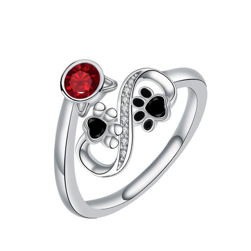 Kubieke Circonia Micro Pave Brass Ring, Messing, silver plated, verstelbaar & micro pave zirconia & voor vrouw, Verkocht door PC