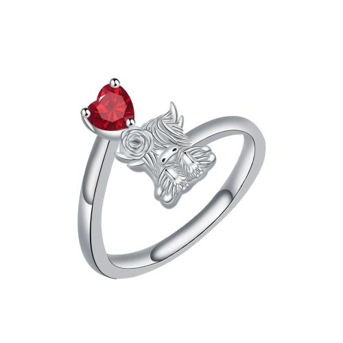 Cubic Zircon Brass δάχτυλο του δακτυλίου, Ορείχαλκος, με Cubic Zirconia, χρώμα επάργυρα, ρυθμιζόμενο & για τη γυναίκα, Sold Με PC