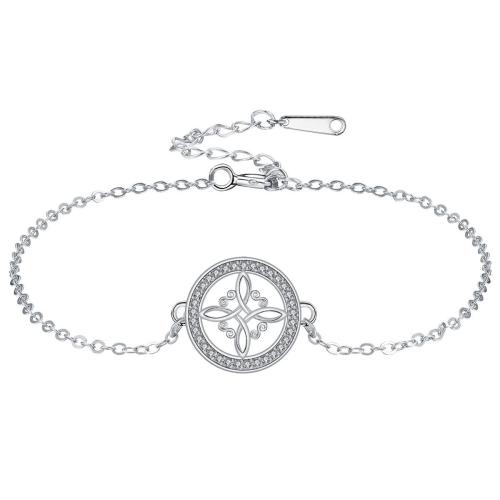 Kubni cirkonij Micro Pave Brass narukvice, Mesing, s inox lanac, srebrne boje pozlaćen, prilagodljiv & ovalni lanac & micro utrti kubni cirkonij & za žene, 16x16mm, Prodano Per Približno 17 cm Strand