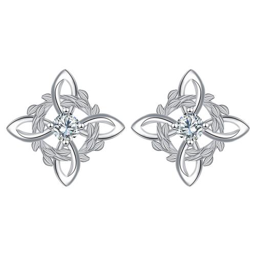 Κυβικά ζιρκονίαμικρο  άνοιγαν Ορείχαλκος Σκουλαρίκι, χρώμα επάργυρα, μικρο ανοίξει κυβικά ζιρκονία & για τη γυναίκα, 12.80x12.80mm, Sold Με Ζεύγος