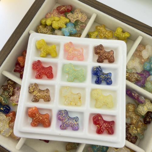 Animal Lampwork Gyöngyök, Kutya, DIY, több színt a választás, 18x17x7.50mm, Lyuk:Kb 1mm, 100PC-k/Bag, Által értékesített Bag