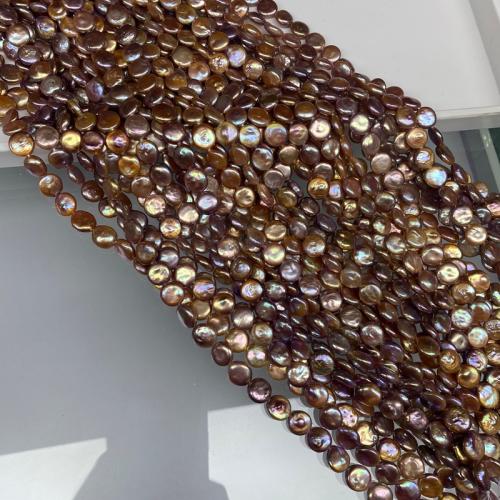 Button Gekweekte Zoetwater Parel kralen, Rond plat, DIY, 12mm, Per verkocht Ca 38-39 cm Strand